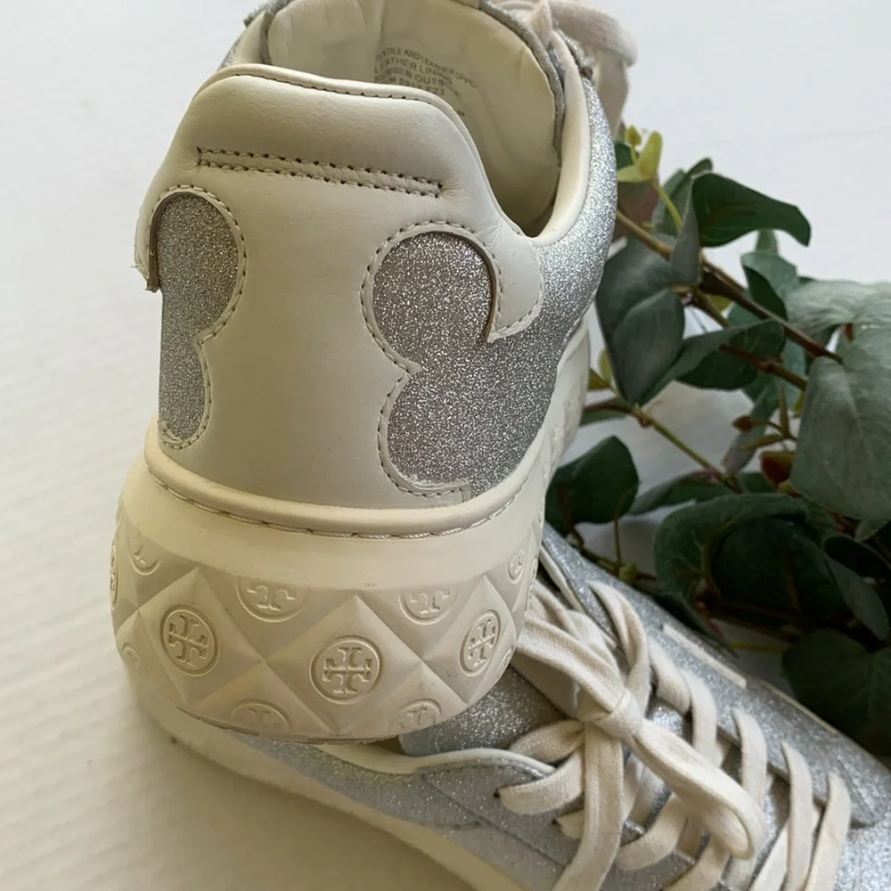 Tory Burch Lady Bug Glitter Sneaker in Silver Glitter/Blanc